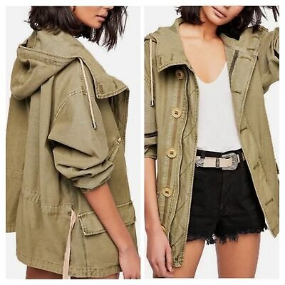 Free People Joshua Tree Utility Hooded Cargo Jacket Small